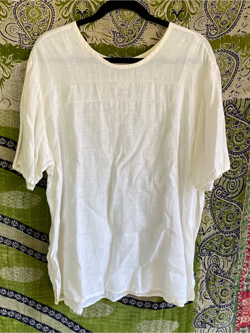NWOT Flax Ivory/ Cream Ombre 100% Linen Qauze Lagenlook Folk Top Size Medium